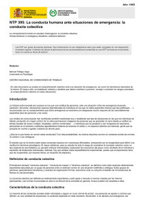 Nueva ventana:NTP 395: La conducta humana ante situaciones de emergencia: la conducta colectiva (pdf, 320 Kbytes)