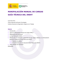 Nueva ventana:Manipulación manual de cargas. Guía técnica del INSHT (pdf, 716 Kbytes)