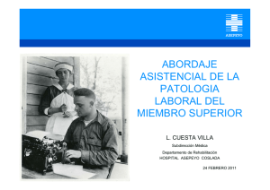 Nueva ventana:Abordaje asistencial de la Patología Laboral del Miembro Superior. Luis Cuesta Villa. Subdirector Médico Asistencial del Hospital Asepeyo (Coslada) (pdf, 2,92 Mbytes)