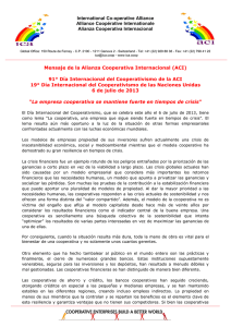 International Co-operative Alliance Alliance Coopérative Internationale Alianza Cooperativa Internacional