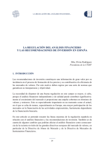 La regulación del análisis financiero y las recomendaciones de inversión en España