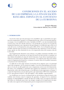Condiciones en el acceso de las empresas a la financiación bancaria: España en el contexto de la eurozona
