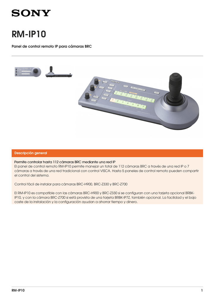RMIP10 Panel de control remoto IP para cámaras BRC