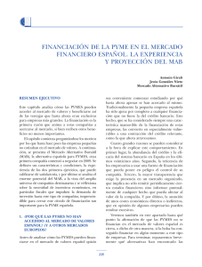 Financiación de la Pyme en el mercado financiero español. La experiencia y proyección del MAB