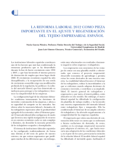 La reforma laboral 2012 como pieza importante en el ajuste y regeneración del tejido empresarial español