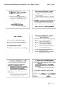 Nueva ventana:Introducción a las Metodologías Simplificadas. La nueva Higiene Industrial (pdf, 272 Kbytes)