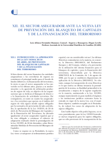 XII. El Sector Asegurador ante la Nueva Ley de Prevención del Blanqueo de Capitales y la Financiación del Terrorismo