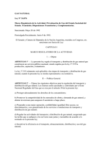 Ley 24076 - Marco regulatorio - Privatización del Gas del Estado