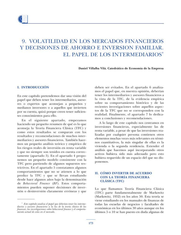 Volatilidad En Los Mercados Financieros Y Decisiones De Ahorro E Inversión Familiar 3552