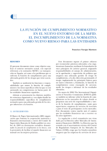 10. La función de Cumplimiento Normativo en el nuevo entorno de la MiFID. El incumplimiento de la normativa como nuevo riesgo para las entidades