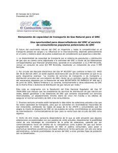 Remanente de capacidad de transporte de Gas Natural para el GNC - Diciembre de 2007