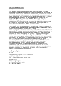 Asamblea Anual Ordinaria de la Cámara Argentina del Gas Natural Comprimido - Abril 2001