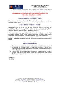 INFORME DEL ESTADO DEL VOLCÁN REVENTADOR No. 034