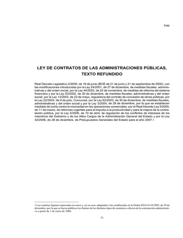 Ley de Contratos de Administraciones Públicas Ley de Contratos de Administraciones Públicas