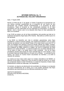 INFORME ESPECIAL No. 13 ACTIVIDAD DEL VOLCAN TUNGURAHUA