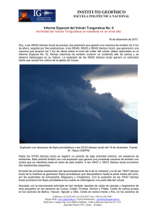 INSTITUTO GEOFÍSICO ESCUELA POLITÉCNICA NACIONAL Informe Especial del Volcán Tungurahua No. 9