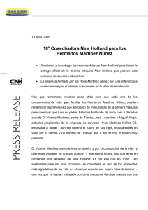 10º Cosechadora New Holland para los Hermanos Martínez Núñez