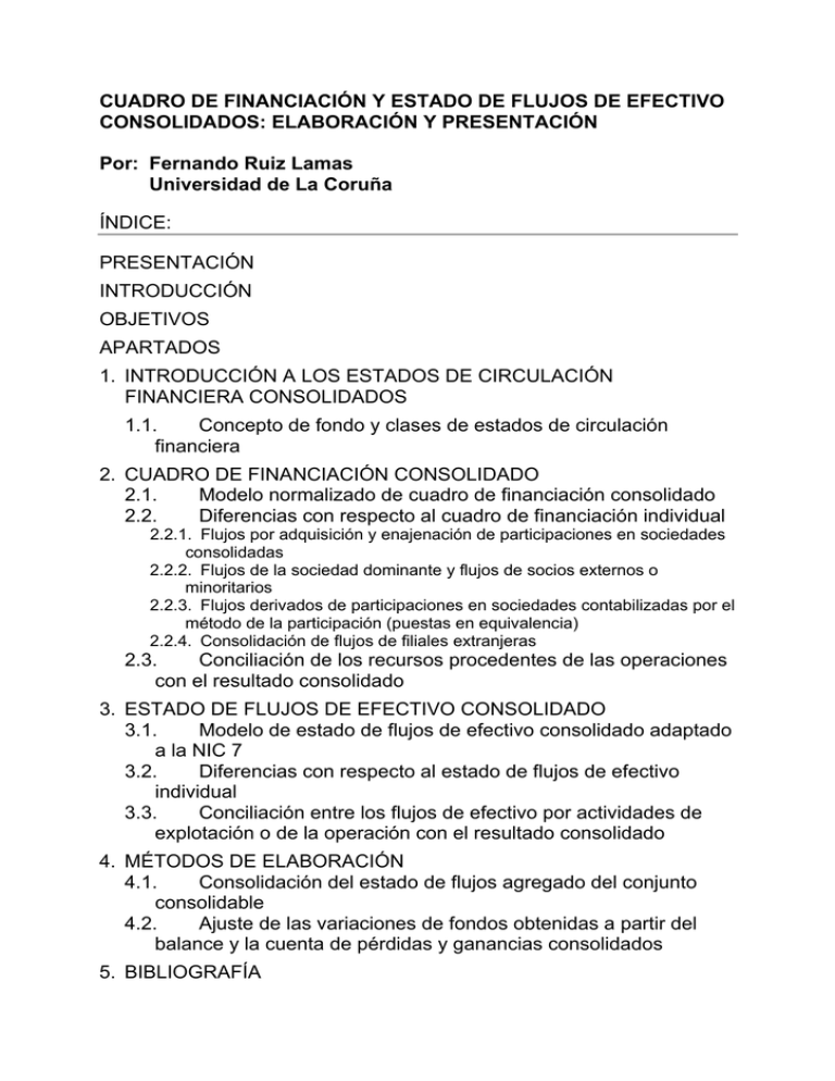 Cuadro De Financiaci N Y Estado De Flujos Efectivo Consolidados ...