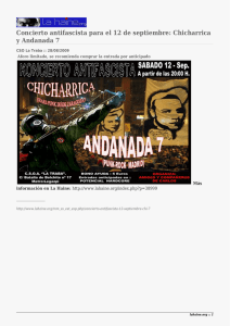 Concierto antifascista para el 12 de septiembre: Chicharrica y Andanada 7 Más _______________