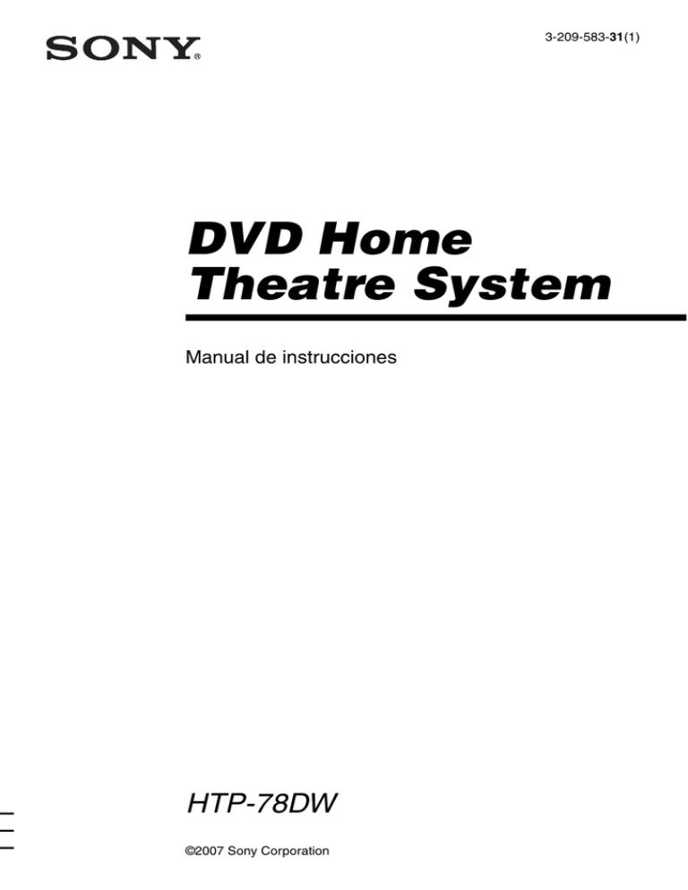 DVD Home Theatre System HTP78DW Manual de instrucciones