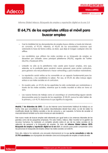 180 El 65% de los españoles utiliza el móvil para buscar empleo