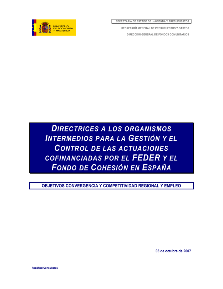 Directrices A Los Organismos Intermedios Para La Gesti N Y El Control ...