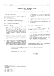 Reglamento (CE) n 1105/2003 del Consejo de 26 de mayo de 2003)