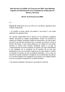Real Decreto-Ley 6/2000 que modifica la Ley de colegios profesionales