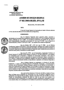 AClJERDO DE CONSEJO REGIONAL N° 085-2008-GOB.REG.-HVCA/CR CONSEJO REGIONAL Huancavelíca,