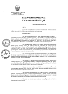 ACUERDO DE CONSEJO REGION,4L N° 036-2008-GOB.REG-llVCA/Cll CONSEJO REGIONAL El