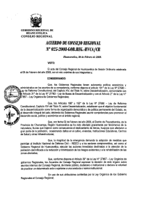 AClJERDO DE CONSEJO REGIONAL N° 025-2008-GOB.REG.-HVeA/CR CONSEJO REGIONAL VISTO:
