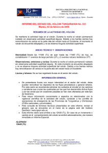 INFORME DEL ESTADO DEL VOLCÁN TUNGURAHUA No. 033