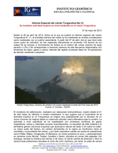 INSTITUTO GEOFÍSICO ESCUELA POLITÉCNICA NACIONAL  Informe Especial del volcán Tungurahua No.12