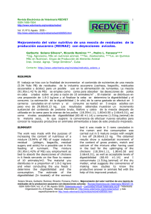 Mejoramiento del valor nutritivo de una mezcla de residuales de la producción azucarera (REINAZ) con deyecciones avícolas