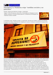 [Zaragoza] La Madalena exige “medidas sociales y no policiales”