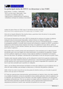 La principal meta de EEUU es desarmar a las FARC
