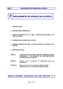 Dopaje – Reglamento de dopaje de la REFETA 04/11/05