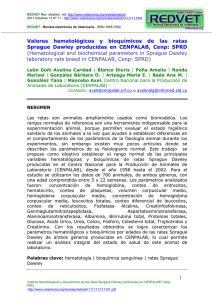 Hematolog&iacute;a y Bioqu&iacute;mica en Ratas Sprague Dawley