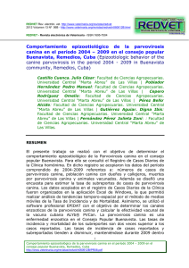 Comportamiento epizootiológico de la parvovirosis canina en el período 2004  2009 en el consejo popular Buenavista, Remedios, Cuba