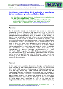 Modelación matemática ROR aplicada al pronóstico de terremotos de gran intensidad en Cuba