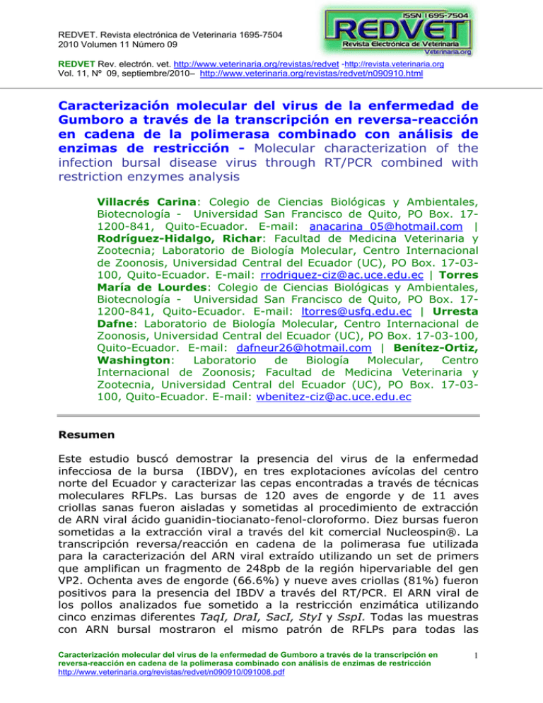 REDVET. Revista Electrónica De Veterinaria 1695-7504 2010 Volumen 11 ...