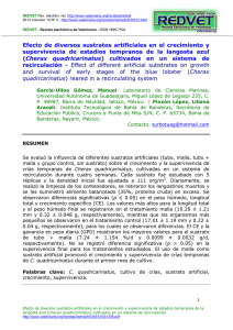 Efecto de diversos sustratos artificiales en el crecimiento y supervivencia de estadios tempranos de la langosta azul ( Cherax quadricarinatus ) cultivados en un sistema de recirculación