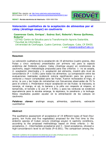 Valoración cualitativa de la aceptación de alimentos por el catey (Aratinga eoups) en cautiverio