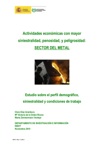 Enlace externo en nueva ventana.Actividades económicas con mayor siniestralidad, penosidad y peligrosidad: Sector del metal (pp. 34-38)