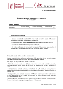 Índice general Índice de Precios de Consumo (IPC). Base 2011  Principales resultados