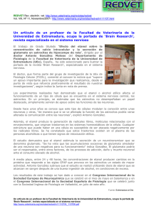 Un artículo de un profesor de la Facultad de Veterinaria... Universidad de Extremadura, ocupa la portada de 'Brain Research',