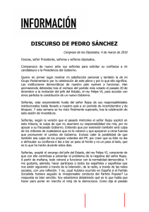DISCURSO DE PEDRO SÁNCHEZ Congreso de los Diputados, 4 de marzo de 2016