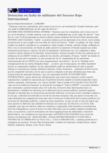 Detención en Italia de militante del Socorro Rojo Internacional