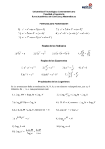 formulas y propiedades importantes para algebra