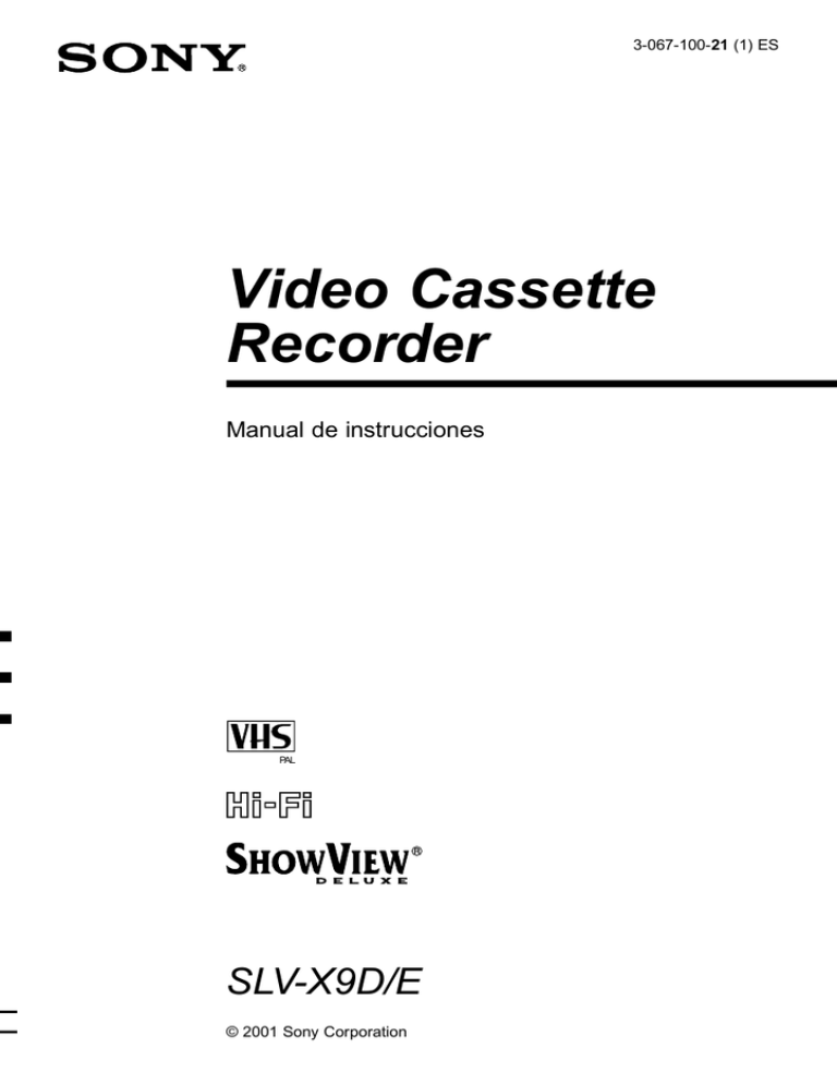 Video Cassette Recorder SLVX9D/E Manual de instrucciones